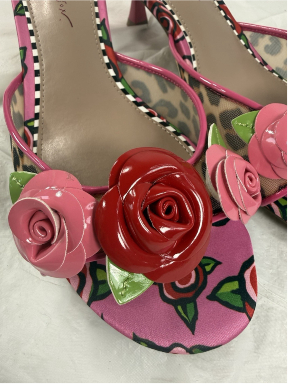Betsey Johnson Lambert Rose Embellished Kitten Heel Dress Sandals 9.5 M - Picture 3 of 16